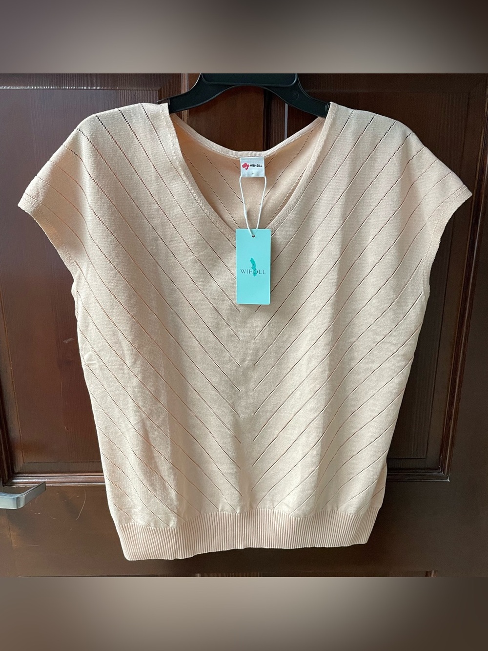 Wiholl Womens Sweater Size L Sleeveless Peach Lightweight Summer Casual